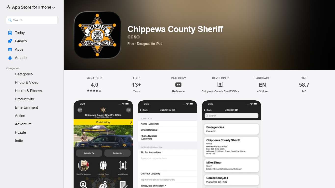 ‎Chippewa County Sheriff App - App Store